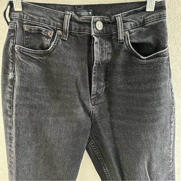 Zara black wash button fly straight leg ankle fray jeans - Picture 9 of 9